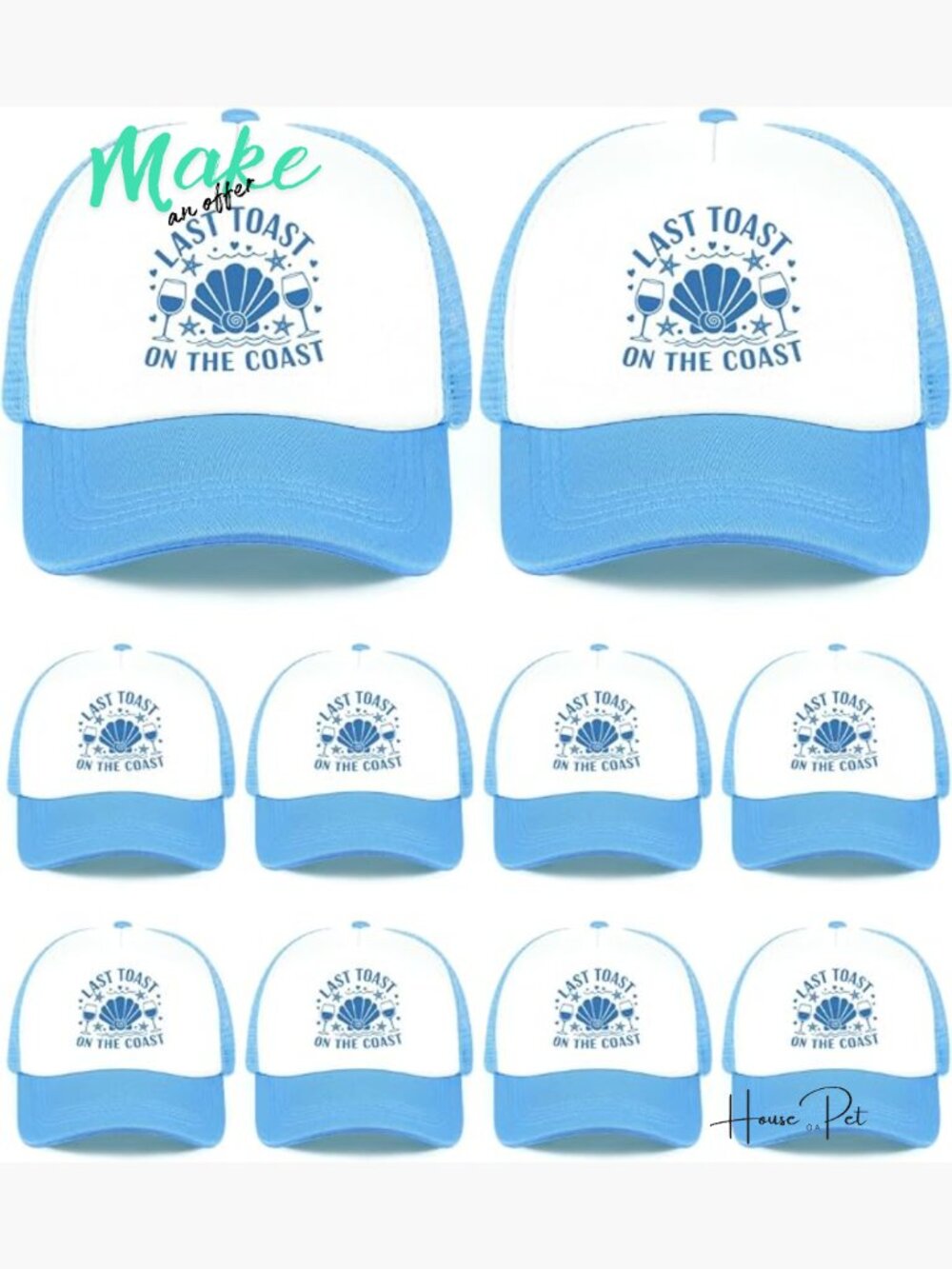 10 Adult Trucker Hats Adjustable Snapback Mesh Bachelorette Party Favors